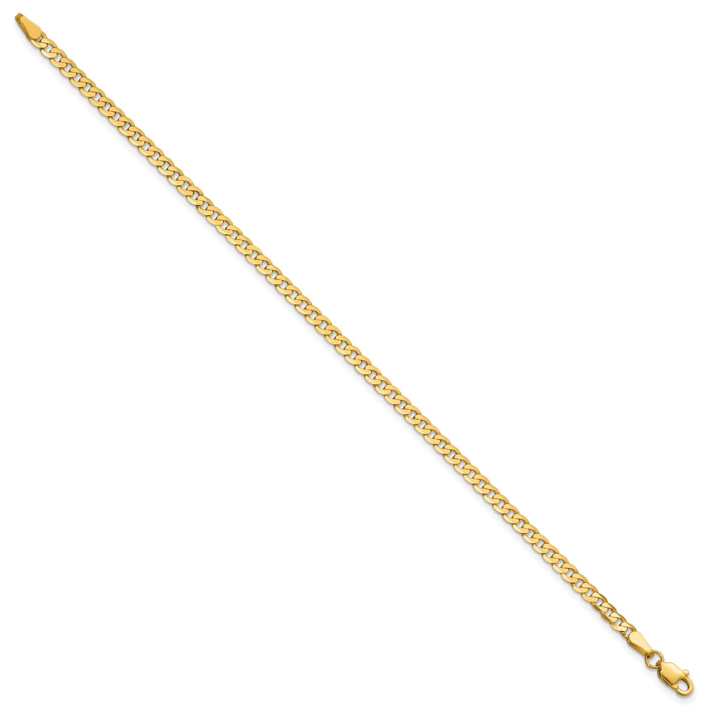 14K 7 inch 2.9mm Flat Beveled Curb with Lobster Clasp Bracelet