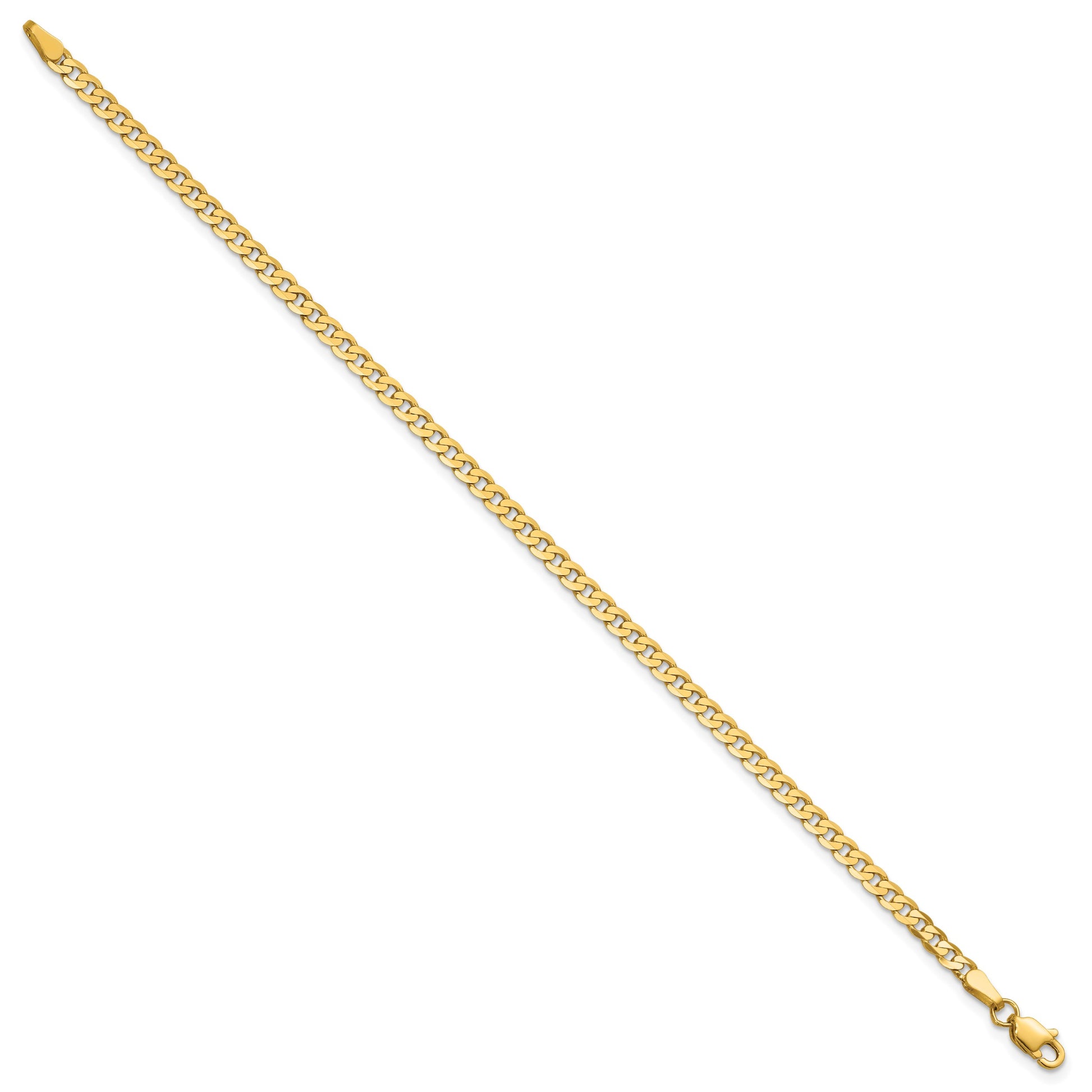 14K 7 inch 2.9mm Flat Beveled Curb with Lobster Clasp Bracelet