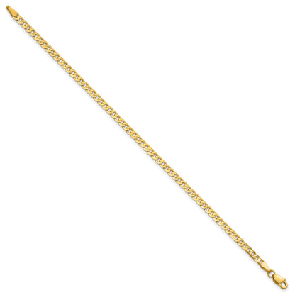 14K 7 inch 2.9mm Flat Beveled Curb with Lobster Clasp Bracelet