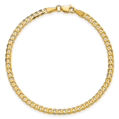 14K 7 inch 2.9mm Flat Beveled Curb with Lobster Clasp Bracelet