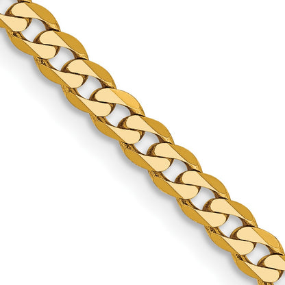 14K 18 inch 2.9mm Flat Beveled Curb with Lobster Clasp Chain