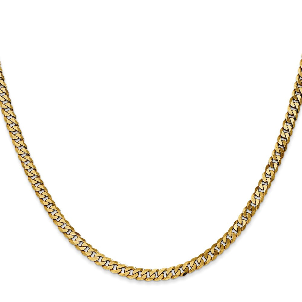 14K 16 inch 3.9mm Flat Beveled Curb with Lobster Clasp Chain