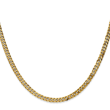 14K 16 inch 3.9mm Flat Beveled Curb with Lobster Clasp Chain