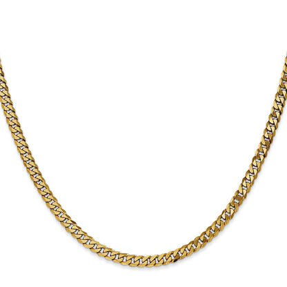 14K 18 inch 3.9mm Flat Beveled Curb with Lobster Clasp Chain