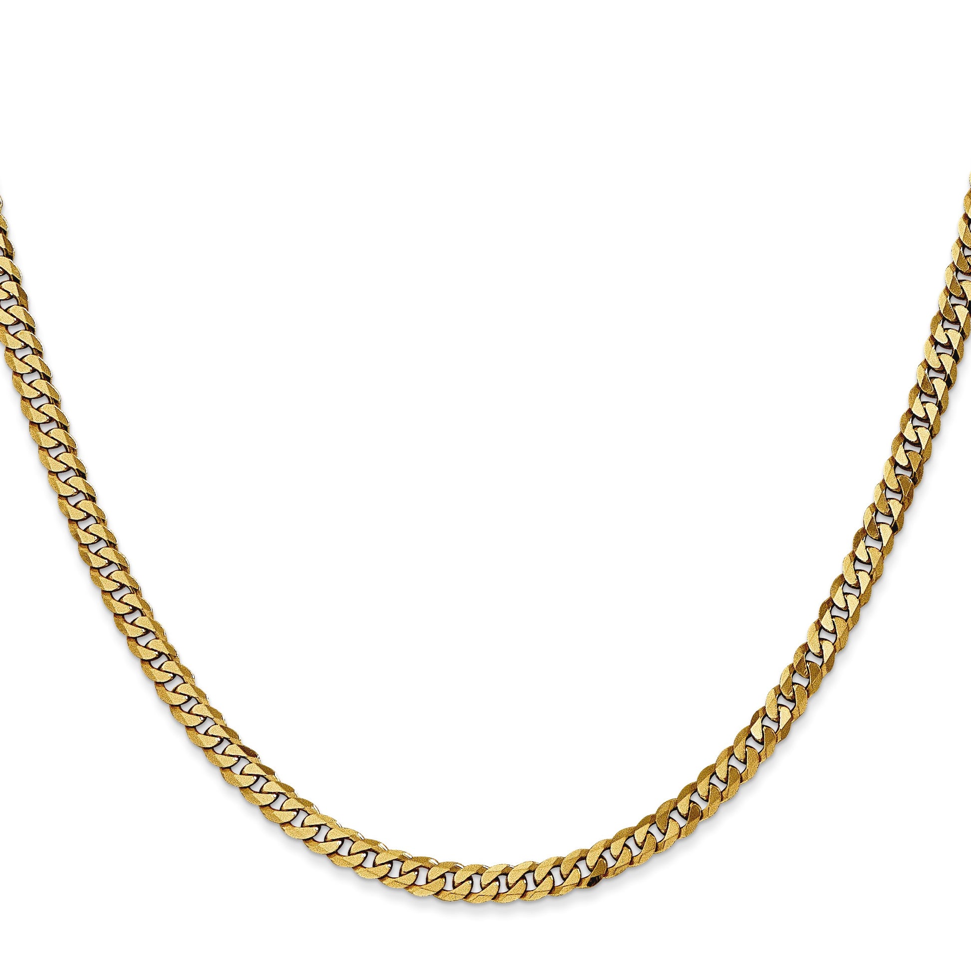 14K 28 inch 3.9mm Flat Beveled Curb with Lobster Clasp Chain