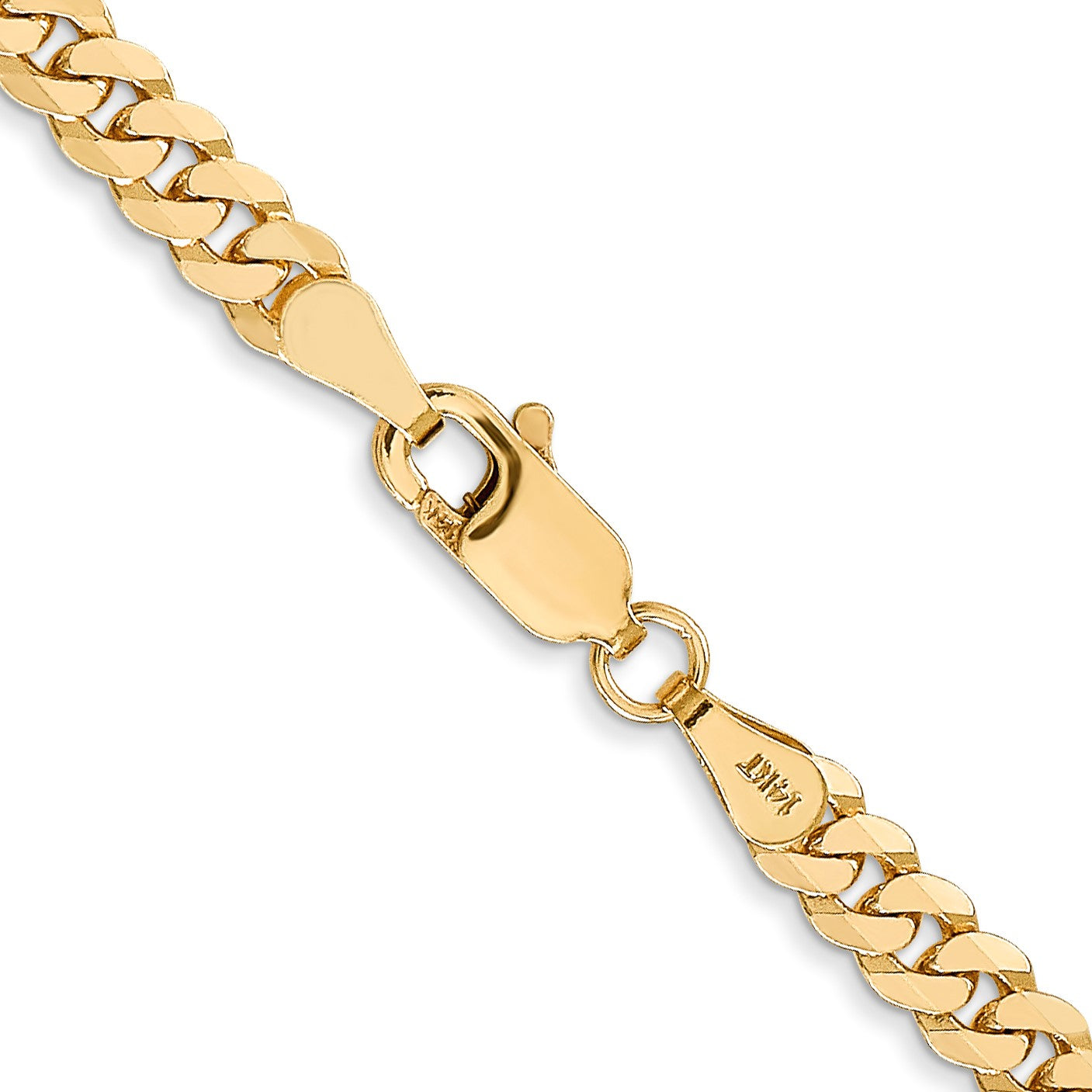 14K 18 inch 3.9mm Flat Beveled Curb with Lobster Clasp Chain