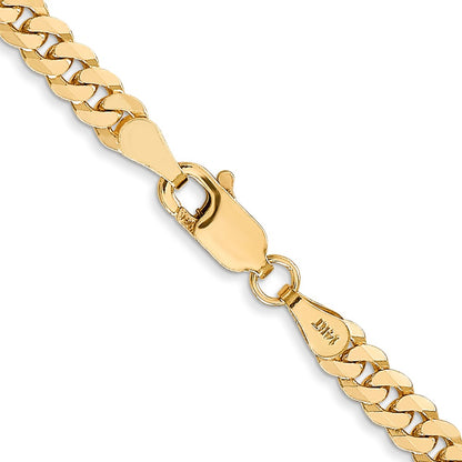 14K 16 inch 3.9mm Flat Beveled Curb with Lobster Clasp Chain