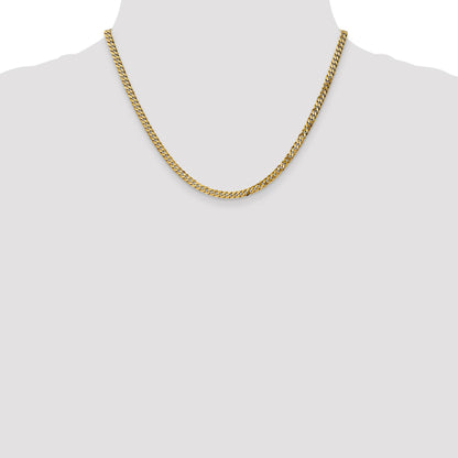 14K 18 inch 3.9mm Flat Beveled Curb with Lobster Clasp Chain