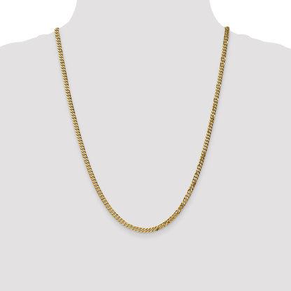14K 24 inch 3.9mm Flat Beveled Curb with Lobster Clasp Chain