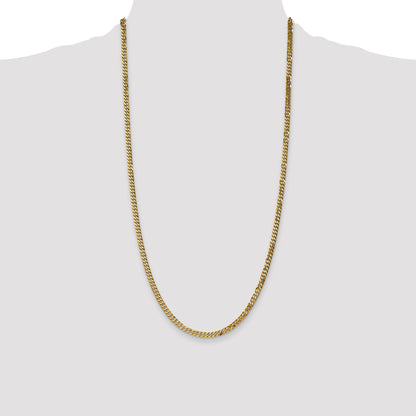 14K 28 inch 3.9mm Flat Beveled Curb with Lobster Clasp Chain