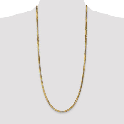 14K 30 inch 3.9mm Flat Beveled Curb with Lobster Clasp Chain