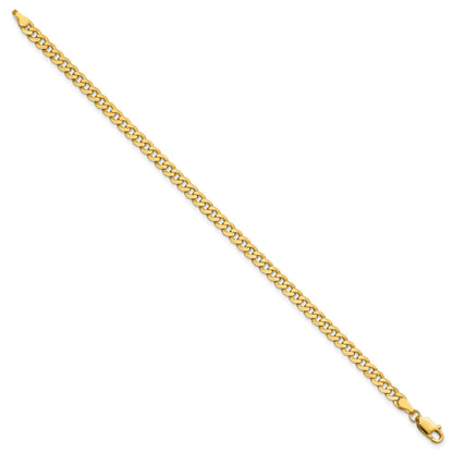 14K 7 inch 3.9mm Flat Beveled Curb with Lobster Clasp Bracelet