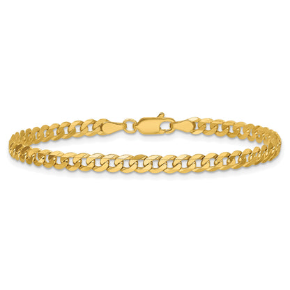 14K 9 inch 3.9mm Flat Beveled Curb with Lobster Clasp Chain