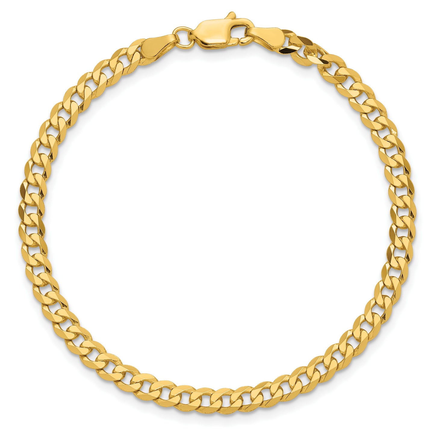 14K 9 inch 3.9mm Flat Beveled Curb with Lobster Clasp Chain