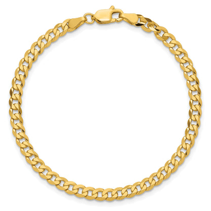 14K 9 inch 3.9mm Flat Beveled Curb with Lobster Clasp Chain