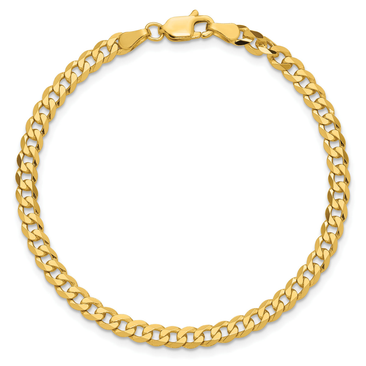 14K 7 inch 3.9mm Flat Beveled Curb with Lobster Clasp Bracelet