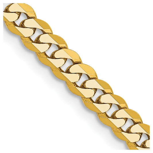 14K 18 inch 3.9mm Flat Beveled Curb with Lobster Clasp Chain