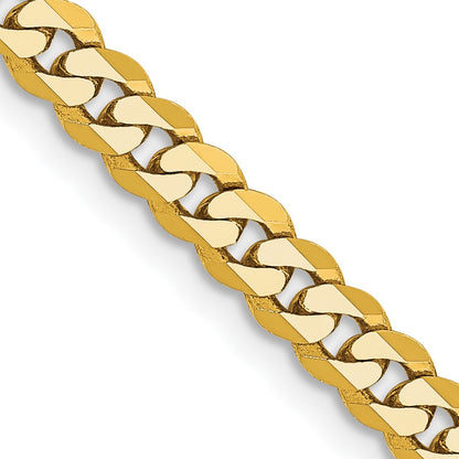 14K 28 inch 3.9mm Flat Beveled Curb with Lobster Clasp Chain