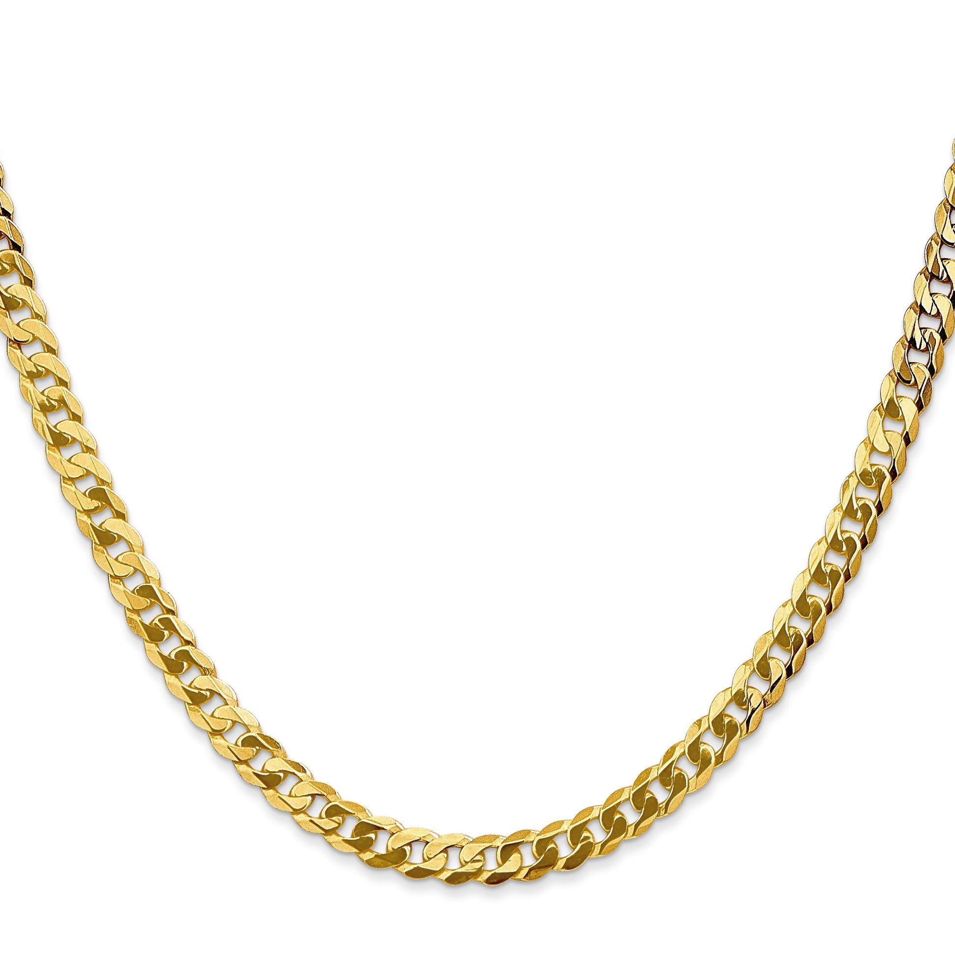 14K 26 inch 4.75mm Flat Beveled Curb with Lobster Clasp Chain