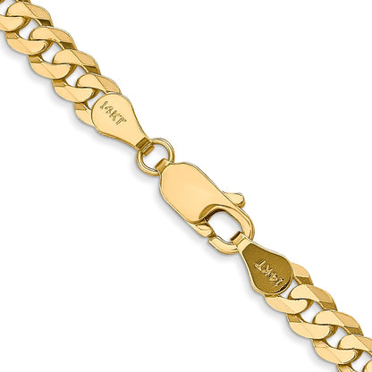 14K 28 inch 4.75mm Flat Beveled Curb with Lobster Clasp Chain