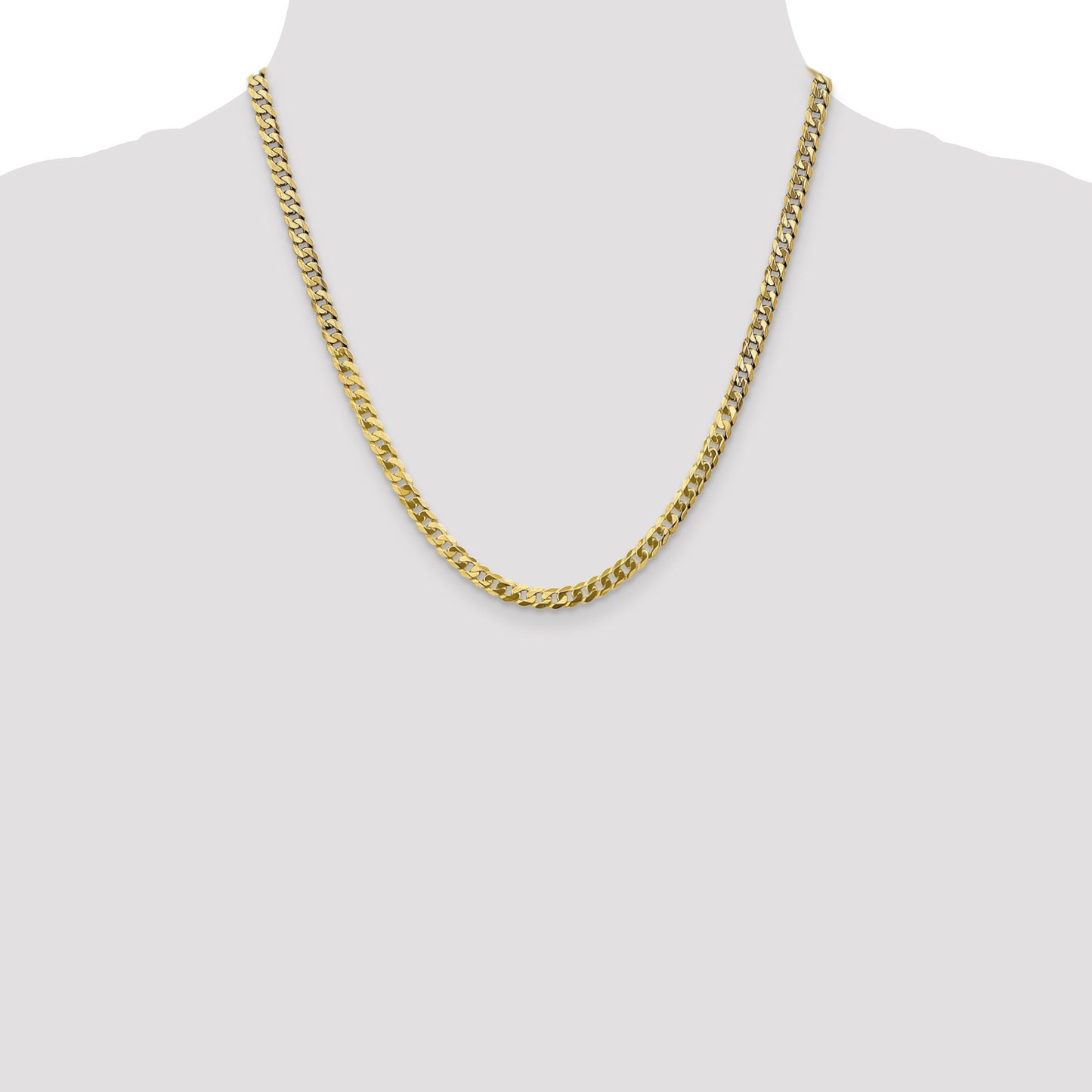 14K 20 inch 4.75mm Flat Beveled Curb with Lobster Clasp Chain