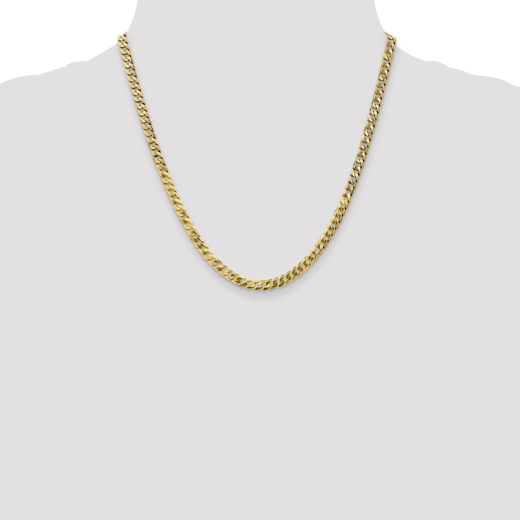 14K 20 inch 4.75mm Flat Beveled Curb with Lobster Clasp Chain