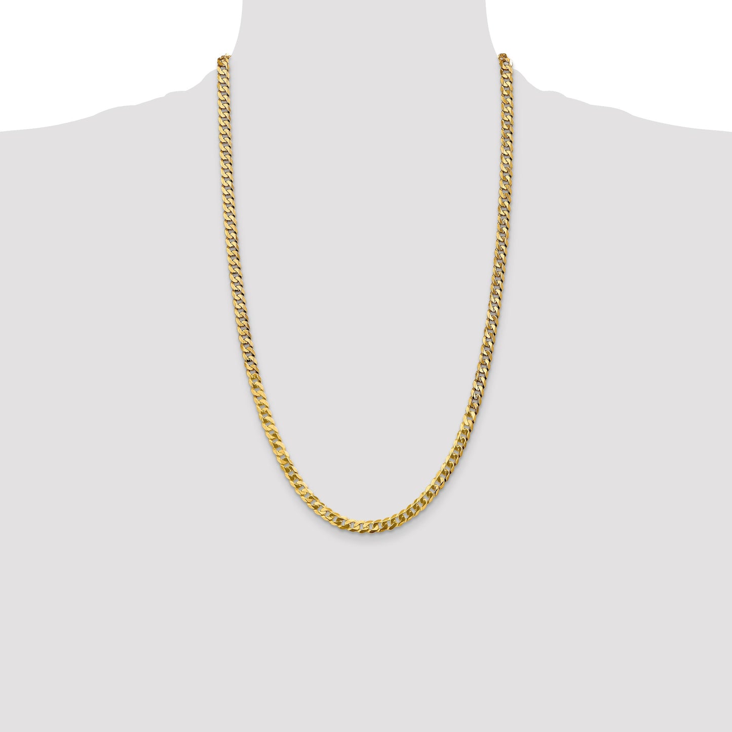 14K 26 inch 4.75mm Flat Beveled Curb with Lobster Clasp Chain