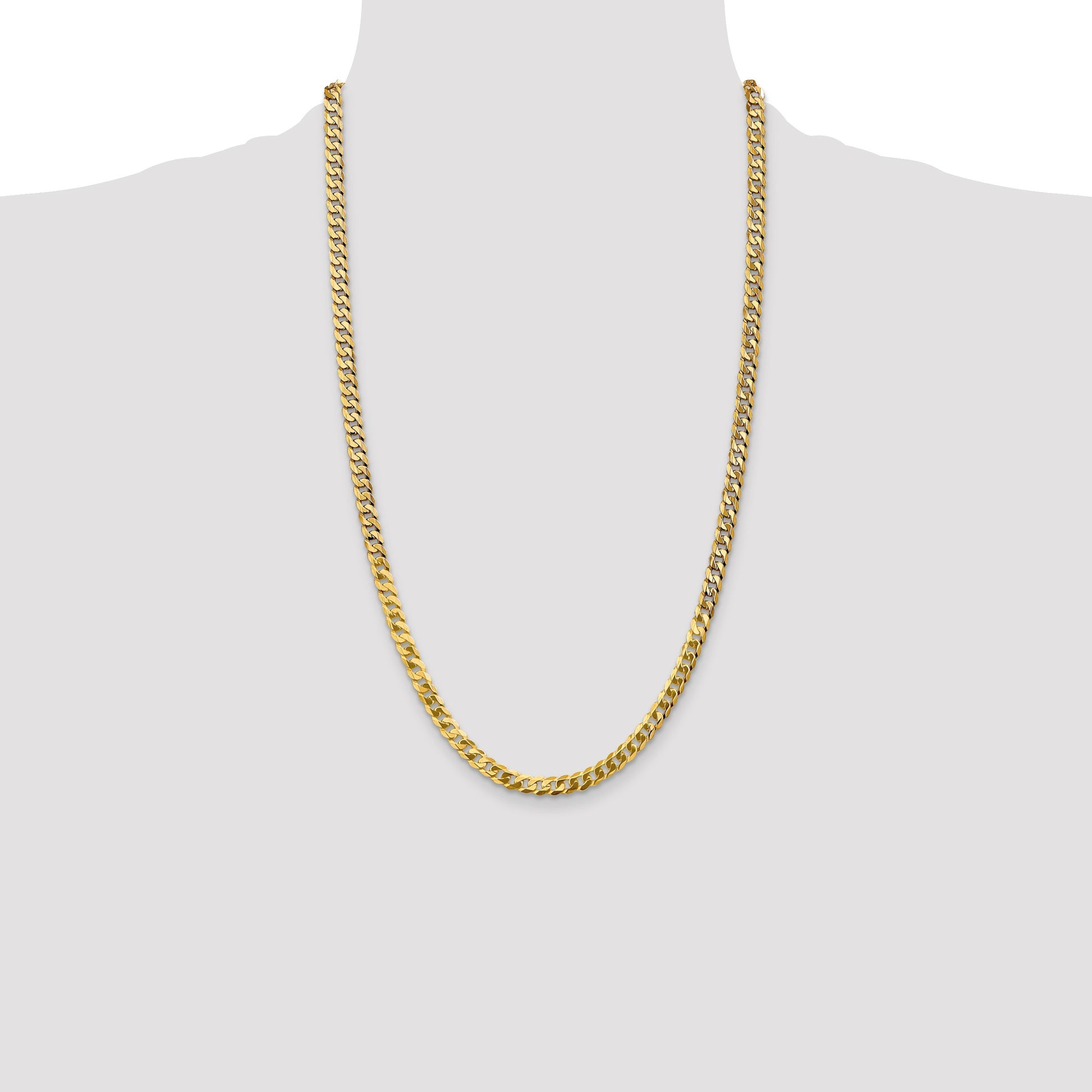 14K 26 inch 4.75mm Flat Beveled Curb with Lobster Clasp Chain