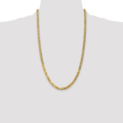 14K 26 inch 4.75mm Flat Beveled Curb with Lobster Clasp Chain