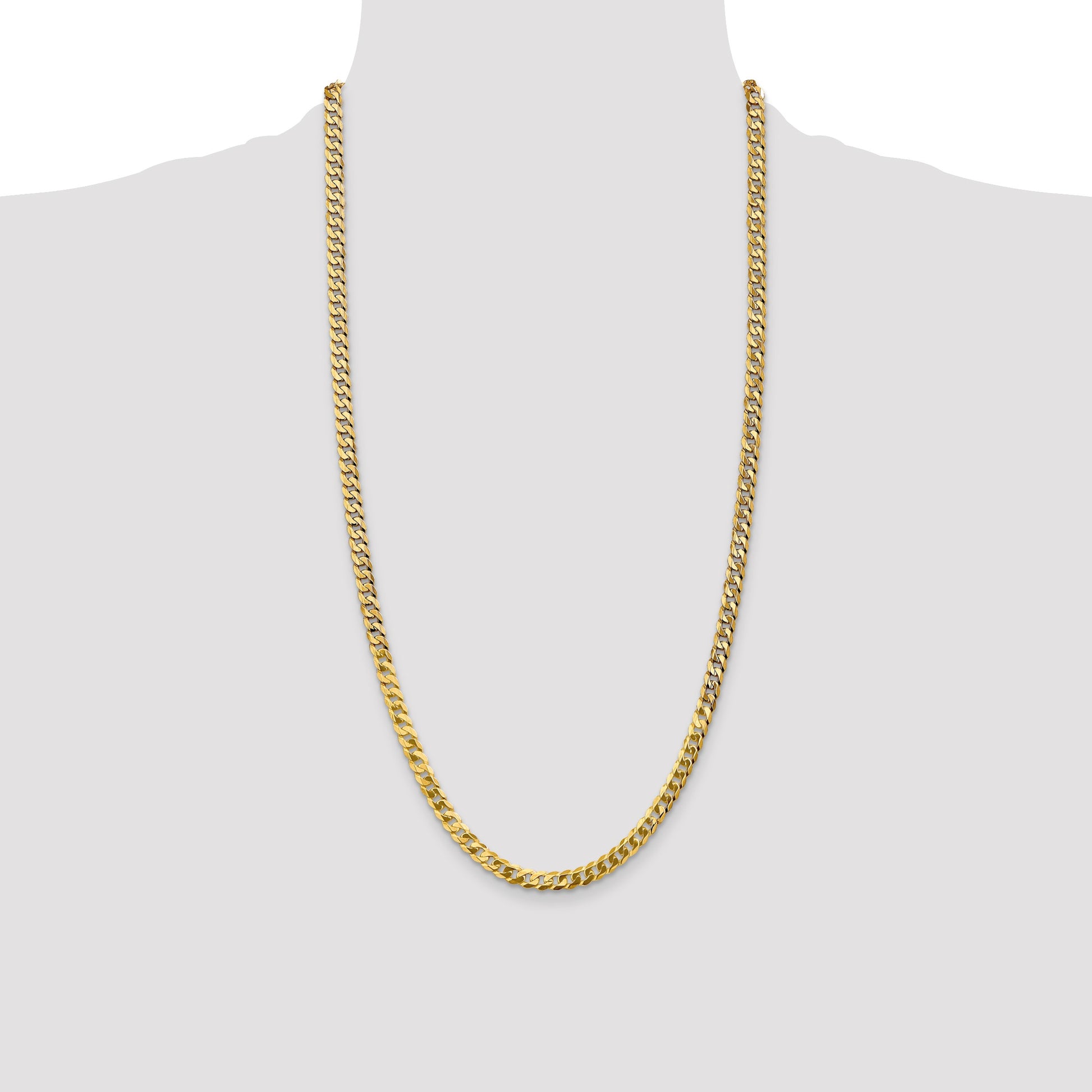 14K 28 inch 4.75mm Flat Beveled Curb with Lobster Clasp Chain