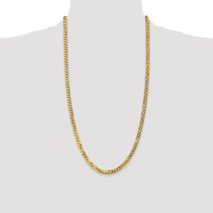 14K 28 inch 4.75mm Flat Beveled Curb with Lobster Clasp Chain