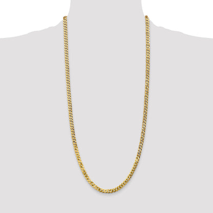 14K 30 inch 4.75mm Flat Beveled Curb with Lobster Clasp Chain