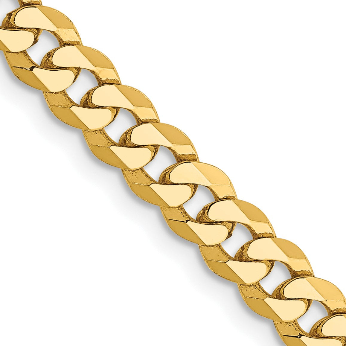 14K 28 inch 4.75mm Flat Beveled Curb with Lobster Clasp Chain