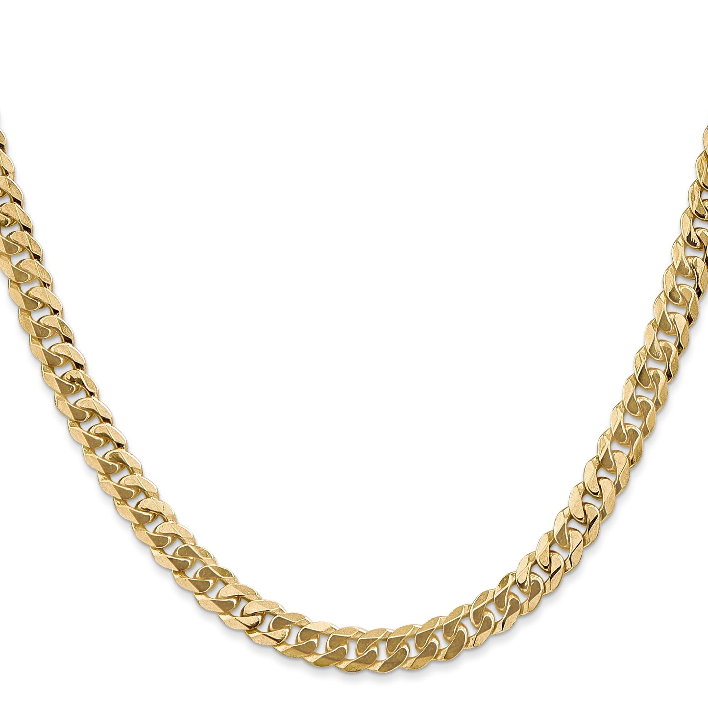14K 28 inch 5.75mm Flat Beveled Curb with Lobster Clasp Chain