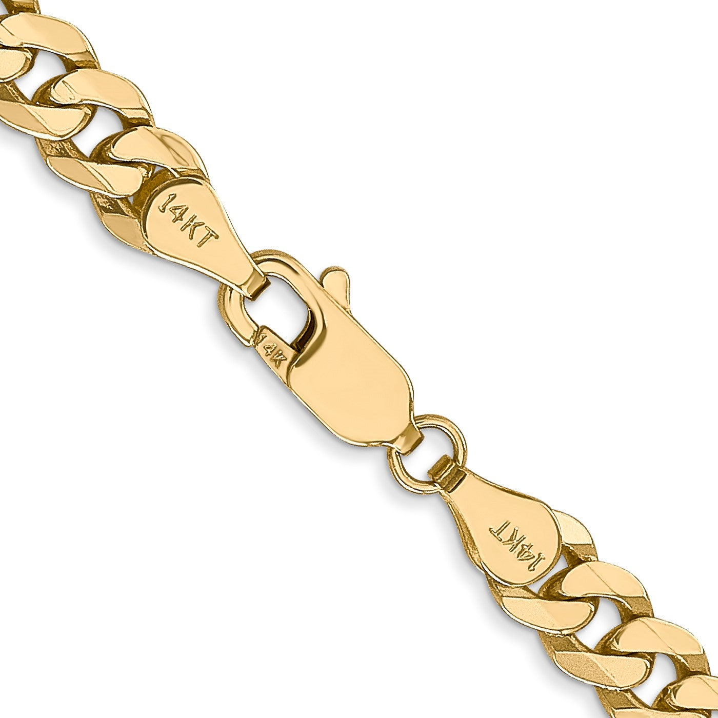 14K 18 inch 5.75mm Flat Beveled Curb with Lobster Clasp Chain