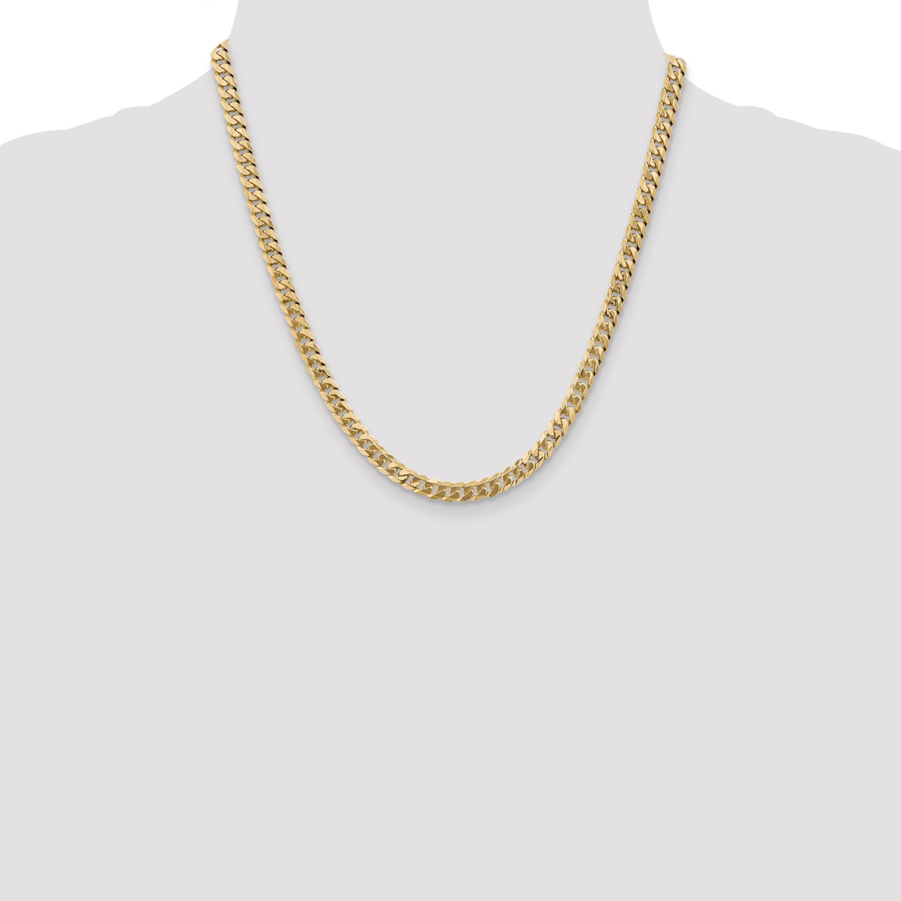 14K 20 inch 5.75mm Flat Beveled Curb with Lobster Clasp Chain