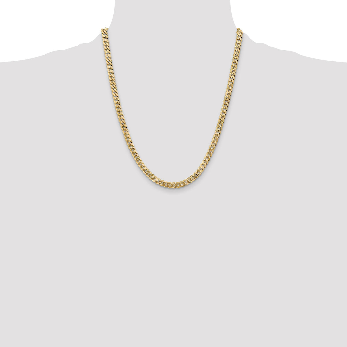 14K 22 inch 5.75mm Flat Beveled Curb with Lobster Clasp Chain