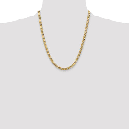 14K 22 inch 5.75mm Flat Beveled Curb with Lobster Clasp Chain