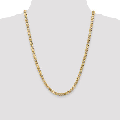 14K 24 inch 5.75mm Flat Beveled Curb with Lobster Clasp Chain