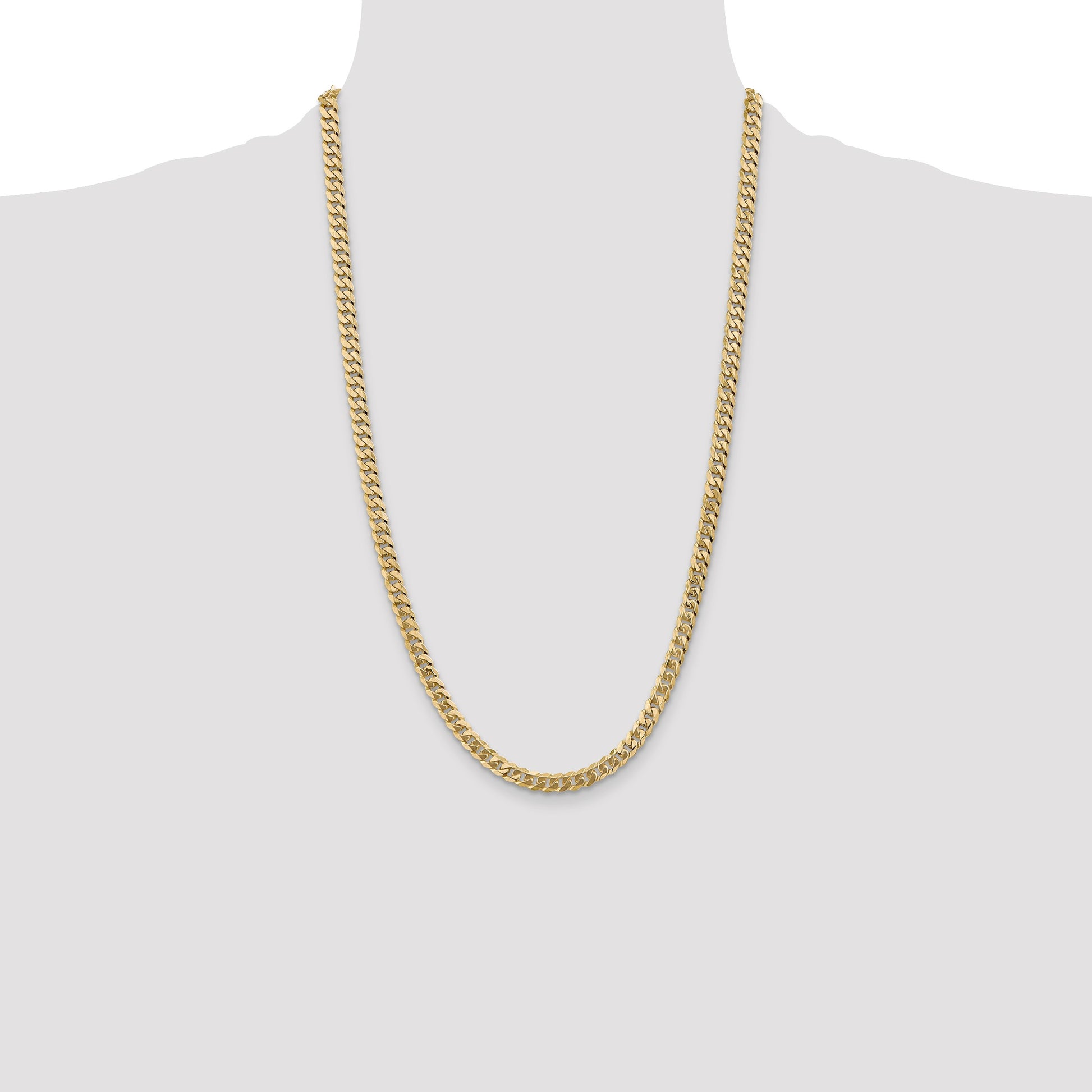 14K 26 inch 5.75mm Flat Beveled Curb with Lobster Clasp Chain