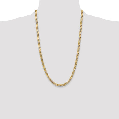 14K 26 inch 5.75mm Flat Beveled Curb with Lobster Clasp Chain