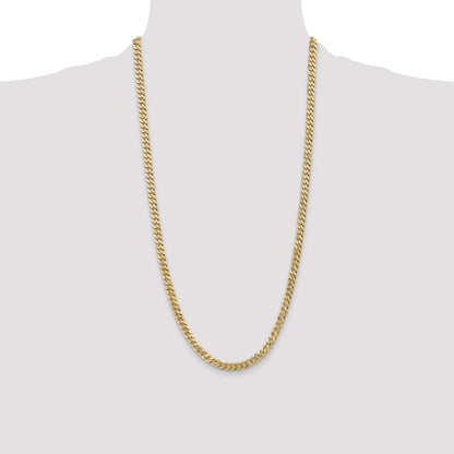 14K 28 inch 5.75mm Flat Beveled Curb with Lobster Clasp Chain