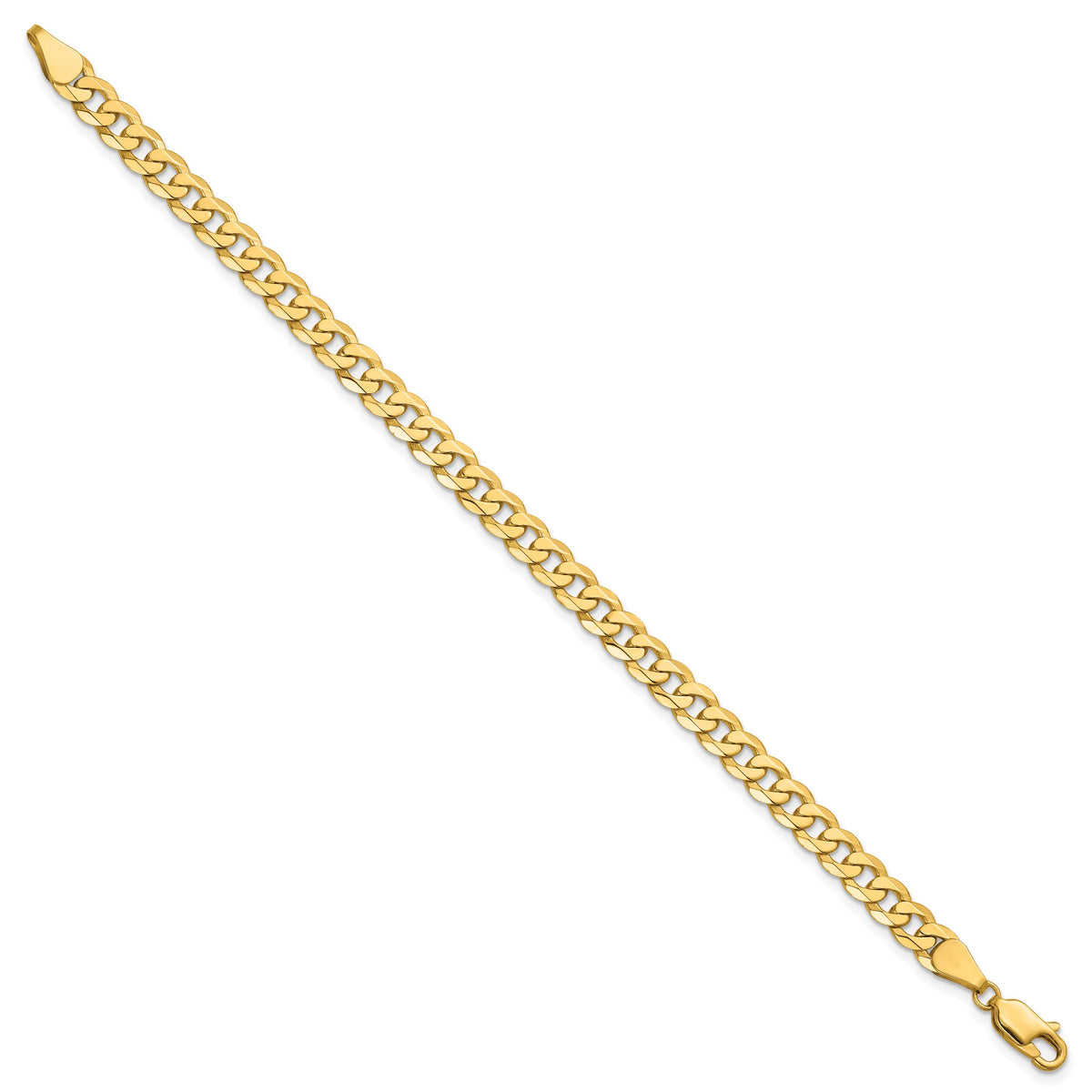 14K 7 inch 5.75mm Flat Beveled Curb with Lobster Clasp Bracelet