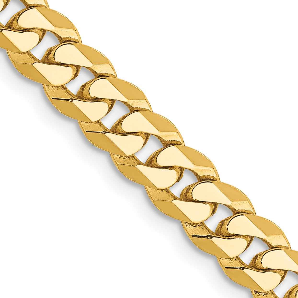 14K 28 inch 5.75mm Flat Beveled Curb with Lobster Clasp Chain