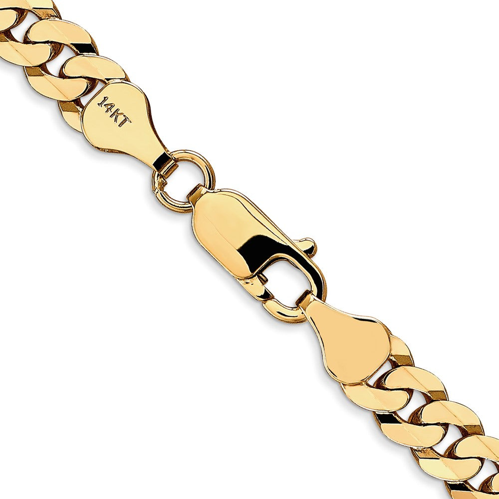 14K 18 inch 6.25mm Flat Beveled Curb with Lobster Clasp Chain