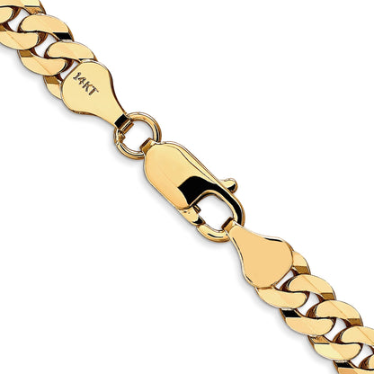 14K 30 inch 6.25mm Flat Beveled Curb with Lobster Clasp Chain
