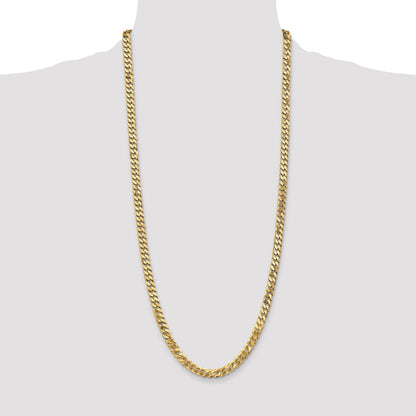 14K 30 inch 6.25mm Flat Beveled Curb with Lobster Clasp Chain