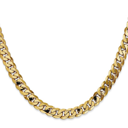 14K 30 inch 7.25mm Flat Beveled Curb with Lobster Clasp Chain