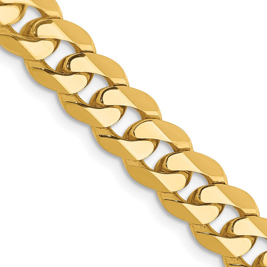 14K 18 inch 7.25mm Flat Beveled Curb with Lobster Clasp Chain