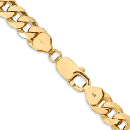 14K 28 inch 8mm Flat Beveled Curb with Lobster Clasp Chain